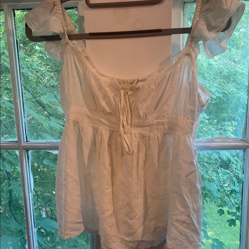 Chic White Women's Blouse with Ruffle Straps